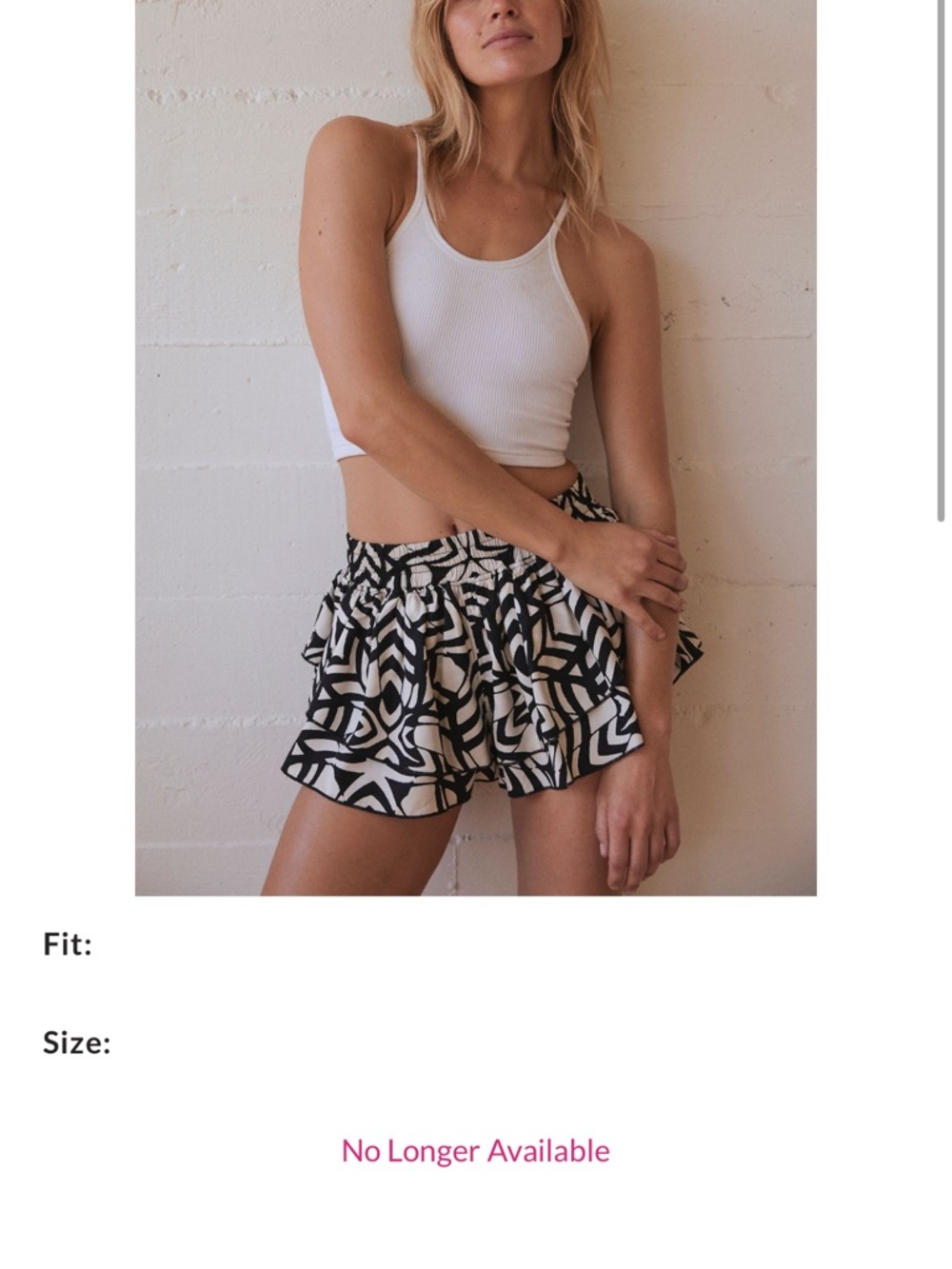 Free People Black & White Printed Ruffle Skort Shorts